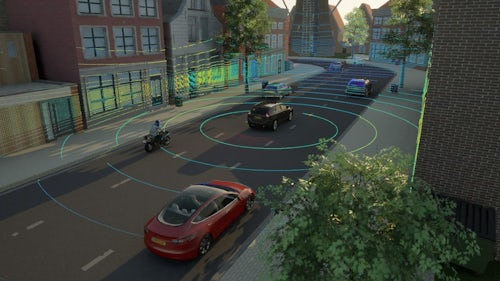 Snímek obrazovky zobrazující software pro simulaci vozidel – průběžné virtuální ověřování a validace urychlují tempo inovací v automobilovém průmyslu